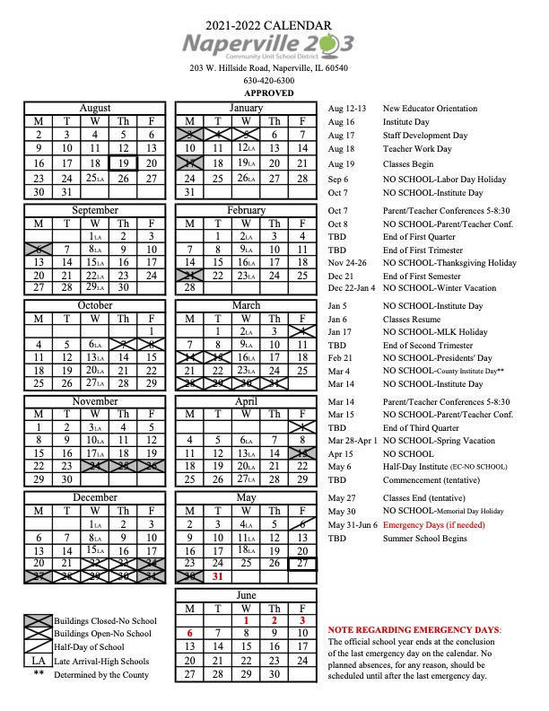 Naperville 203 Calendar 2022 203 Calendar – School Readiness Center